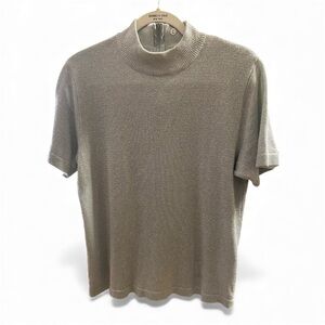 Drapers & Damons Elegant Silver Metallic Short Sleeve Sweater